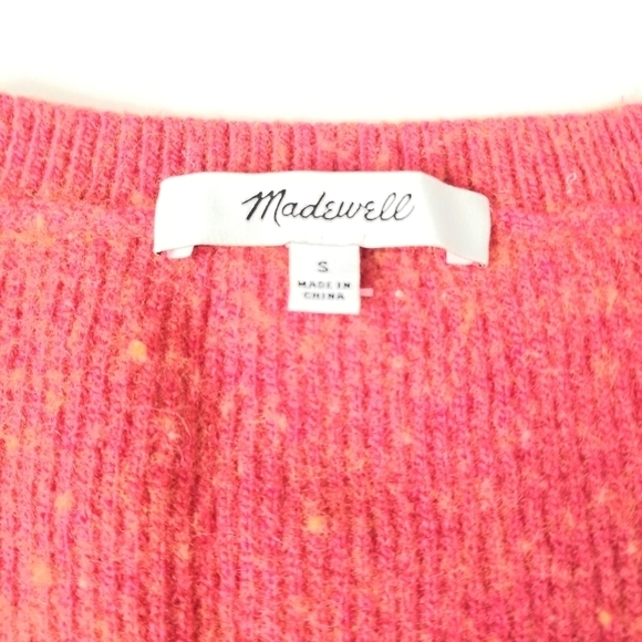 Madewell Women's Red Orange Wool Alpaca Blend Longsleeve V-neck Hi-Lo Sweater, S - Picture 9 of 10